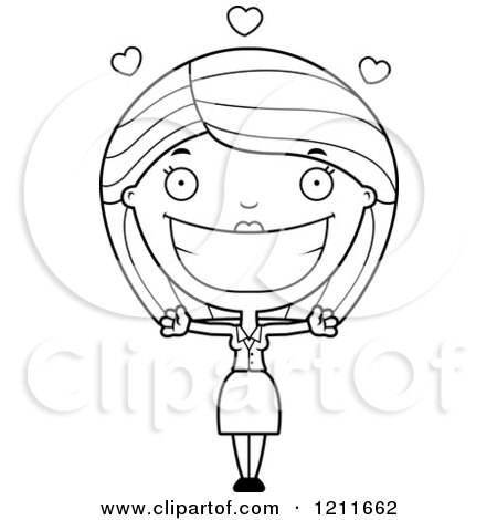 Cartoon of a Black and White Loving Business Woman Wanting a Hug - Royalty Free Vector Clipart by Cory Thoman
