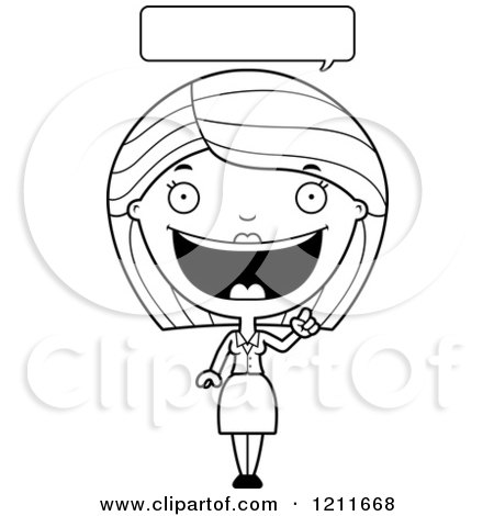 Cartoon of a Black and White Happy Business Woman Talking - Royalty Free Vector Clipart by Cory Thoman
