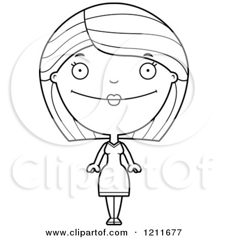 Cartoon of a Black and White Happy Woman - Royalty Free Vector Clipart by Cory Thoman
