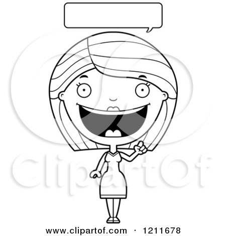 Cartoon of a Black and White Happy Woman Talking - Royalty Free Vector Clipart by Cory Thoman