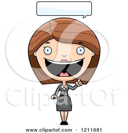 Cartoon of a Happy Business Woman Talking - Royalty Free Vector Clipart by Cory Thoman
