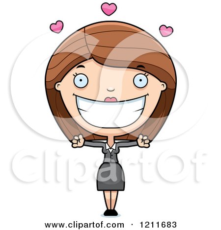 Cartoon of a Loving Business Woman Wanting a Hug - Royalty Free Vector Clipart by Cory Thoman