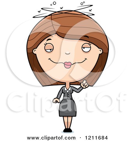 Cartoon of a Drunk Business Woman Holding up a Finger - Royalty Free Vector Clipart by Cory Thoman