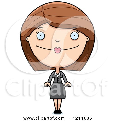 Cartoon of a Happy Business Woman - Royalty Free Vector Clipart by Cory Thoman
