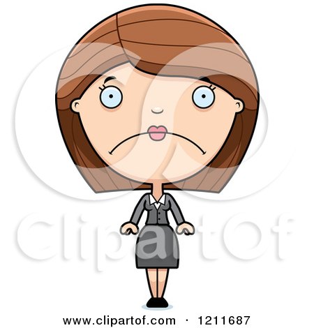 Cartoon of a Depressed Business Woman - Royalty Free Vector Clipart by Cory Thoman
