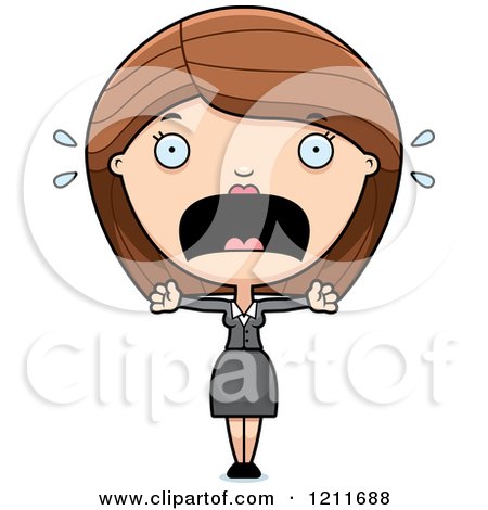 Cartoon of a Scared Business Woman Screaming - Royalty Free Vector Clipart by Cory Thoman
