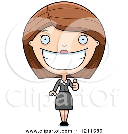 Cartoon of a Happy Business Woman Holding a Thumb up - Royalty Free Vector Clipart by Cory Thoman