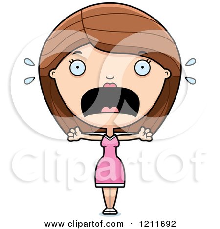 Cartoon of a Scared Woman Screaming - Royalty Free Vector Clipart by Cory Thoman