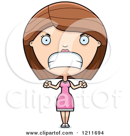 Cartoon of a Mad Woman Waving Her Fists - Royalty Free Vector Clipart by Cory Thoman
