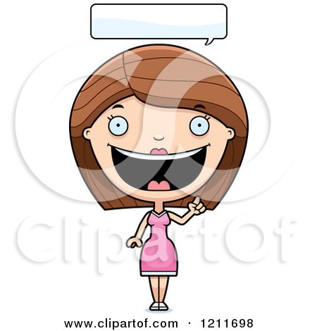 Cartoon of a Happy Woman Talking - Royalty Free Vector Clipart by Cory Thoman