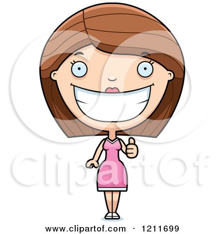 Cartoon of a Happy Woman Holding a Thumb up - Royalty Free Vector Clipart by Cory Thoman