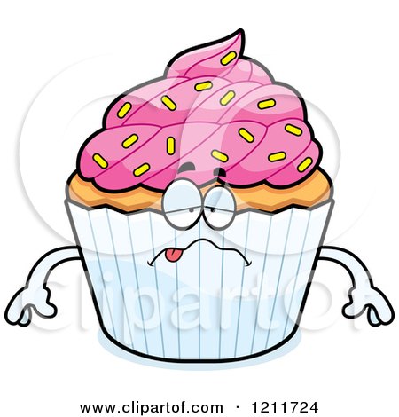 Cartoon of a Sick Sprinkled Cupcake Mascot - Royalty Free Vector Clipart by Cory Thoman