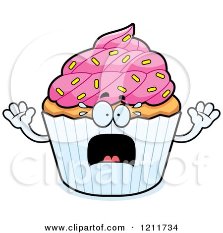 Cartoon of a Scared Sprinkled Cupcake Mascot - Royalty Free Vector Clipart by Cory Thoman