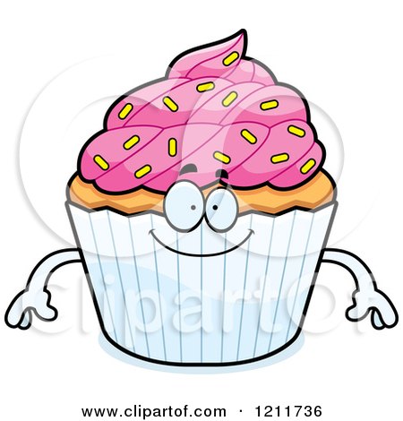 Cartoon of a Happy Sprinkled Cupcake Mascot - Royalty Free Vector Clipart by Cory Thoman