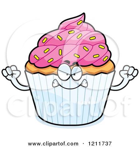 Cartoon of a Mad Sprinkled Cupcake Mascot - Royalty Free Vector Clipart by Cory Thoman
