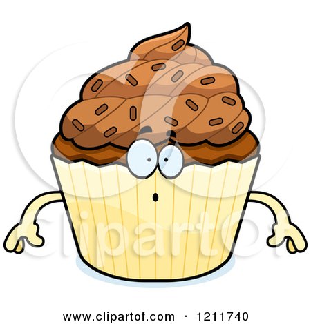 Cartoon of a Surprised Chocolate Sprinkled Cupcake Mascot - Royalty Free Vector Clipart by Cory Thoman