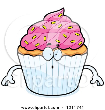 Cartoon of a Surprised Sprinkled Cupcake Mascot - Royalty Free Vector Clipart by Cory Thoman