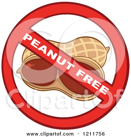 Cartoon of a Peanut Free Allergy Symbol - Royalty Free Vector Clipart by Hit Toon