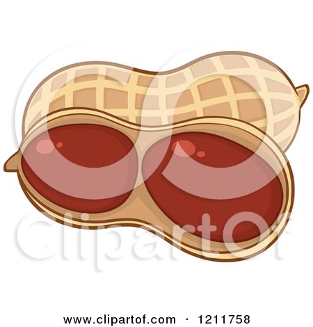 Cartoon of a Cracked Peanut - Royalty Free Vector Clipart by Hit Toon