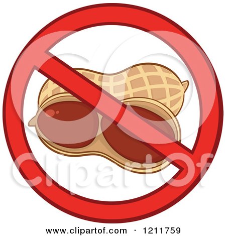 Cartoon of a Peanut Allergy Symbol - Royalty Free Vector Clipart by Hit Toon