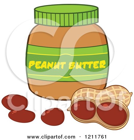 Cartoon of a Jar of Peanut Butter and Nuts - Royalty Free Vector Clipart by Hit Toon