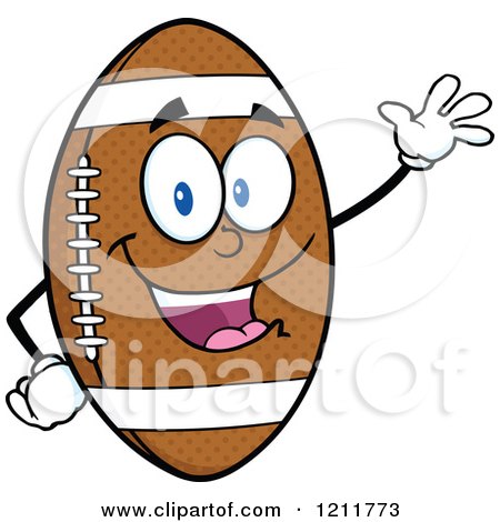 Cartoon of an American Football Mascot Waving - Royalty Free Vector Clipart by Hit Toon