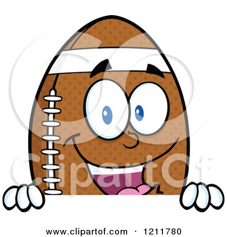 Cartoon of an American Football Mascot over a Sign 2 - Royalty Free Vector Clipart by Hit Toon