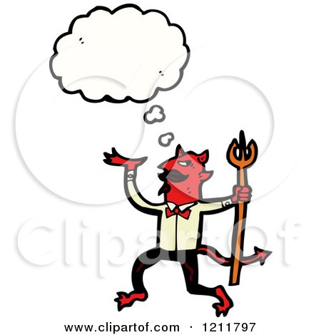Cartoon of the Devil Thinking - Royalty Free Vector Illustration by lineartestpilot