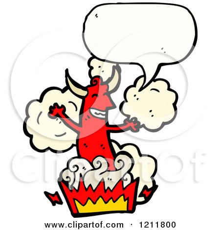 Cartoon of the Devil Speaking - Royalty Free Vector Illustration by lineartestpilot