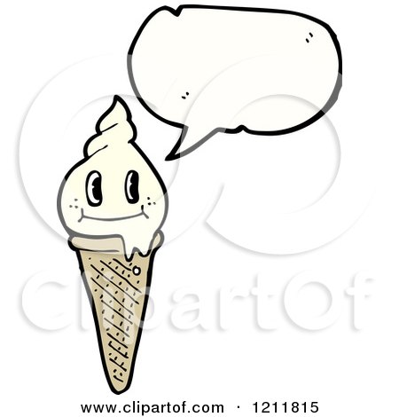 Cartoon of an Ice Cream Cone Speaking - Royalty Free Vector Illustration by lineartestpilot
