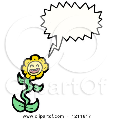 Cartoon of a Thinking Flower - Royalty Free Vector Illustration by lineartestpilot