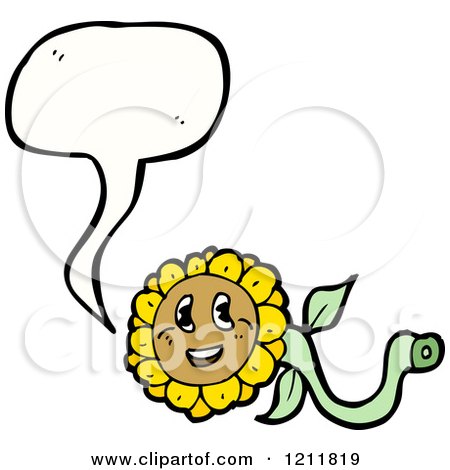 Cartoon of a Speaking Flower - Royalty Free Vector Illustration by lineartestpilot