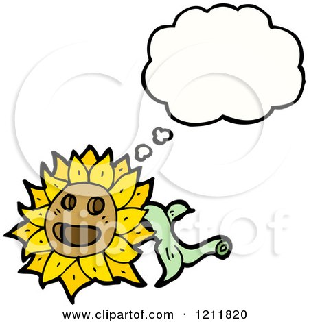 Cartoon of a Thinking Flower - Royalty Free Vector Illustration by lineartestpilot