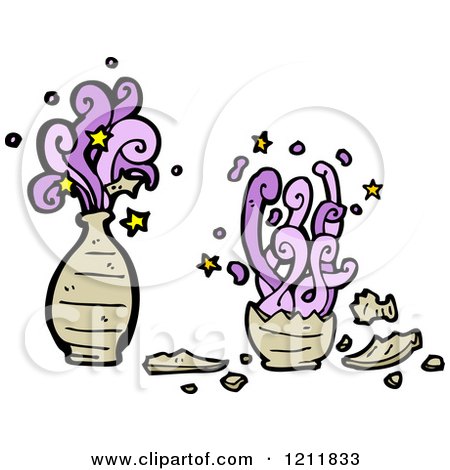 Cartoon of a Magical Clay Jar - Royalty Free Vector Illustration by lineartestpilot