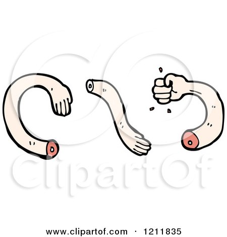 Cartoon of of Dismembered Arms - Royalty Free Vector Illustration by lineartestpilot