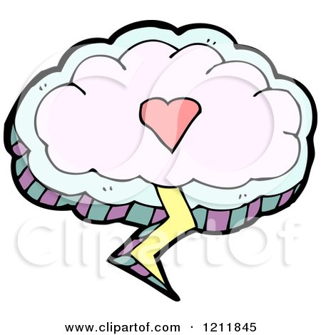 Cartoon of a Storm Cloud and Heart - Royalty Free Vector Illustration by lineartestpilot