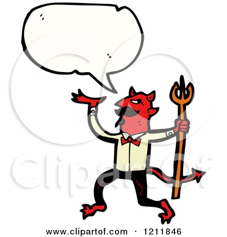 Cartoon of the Devil Speaking - Royalty Free Vector Illustration by lineartestpilot