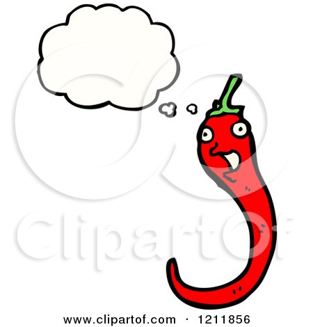 Cartoon of a Thinking Red Chili Pepper - Royalty Free Vector Illustration by lineartestpilot