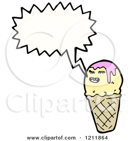 Cartoon of a Speaking Ice Cream Cone - Royalty Free Vector Illustration by lineartestpilot