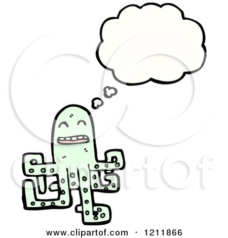 Cartoon of a Thinking Octopus - Royalty Free Vector Illustration by lineartestpilot