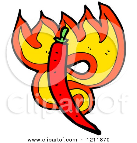 Cartoon of a Firey Hot Pepper - Royalty Free Vector Illustration by lineartestpilot