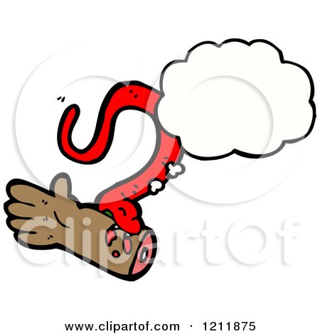 Cartoon of a Thinking Snake Biting an Arm - Royalty Free Vector Illustration by lineartestpilot