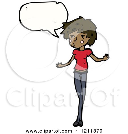 Cartoon of a Black Teenage Girl Speaking - Royalty Free Vector Illustration by lineartestpilot