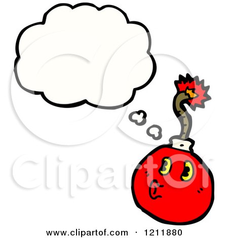 Cartoon of a Cannonball Thinking - Royalty Free Vector Illustration by lineartestpilot