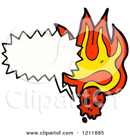 Cartoon of a Flaming Skull Speaking - Royalty Free Vector Illustration by lineartestpilot
