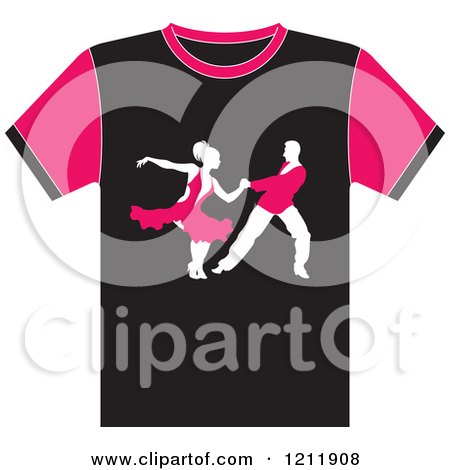 Clipart of a Black and Pink T Shirt with Dancers - Royalty Free Vector Illustration by Lal Perera