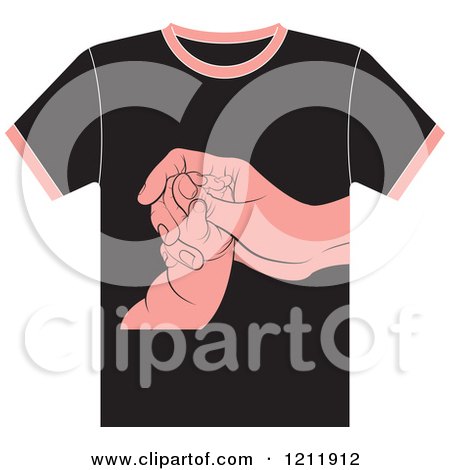 Clipart of a Black T Shirt with Baby and Mother Hands - Royalty Free Vector Illustration by Lal Perera