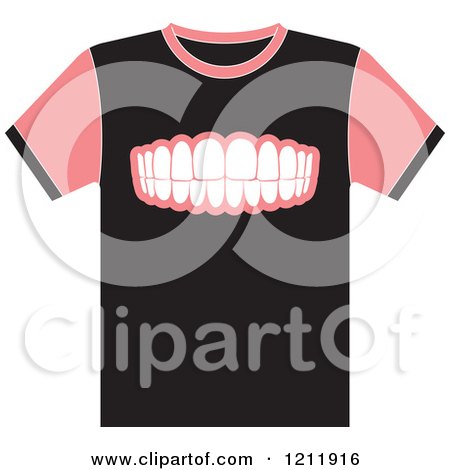 Clipart of a Black T Shirt with Teeth - Royalty Free Vector Illustration by Lal Perera
