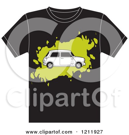 Clipart of a Black T Shirt with a Fiat Car - Royalty Free Vector Illustration by Lal Perera