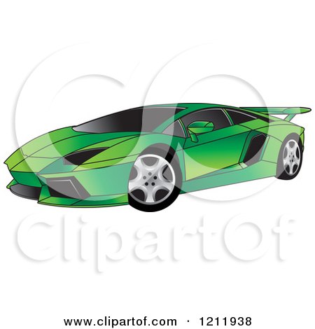 Clipart of a Green Lamborghini Aventador Sports Car - Royalty Free Vector Illustration by Lal Perera